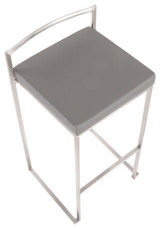 LumiSource Fuji Barstool, Stainless Steel Set of 2, Grey