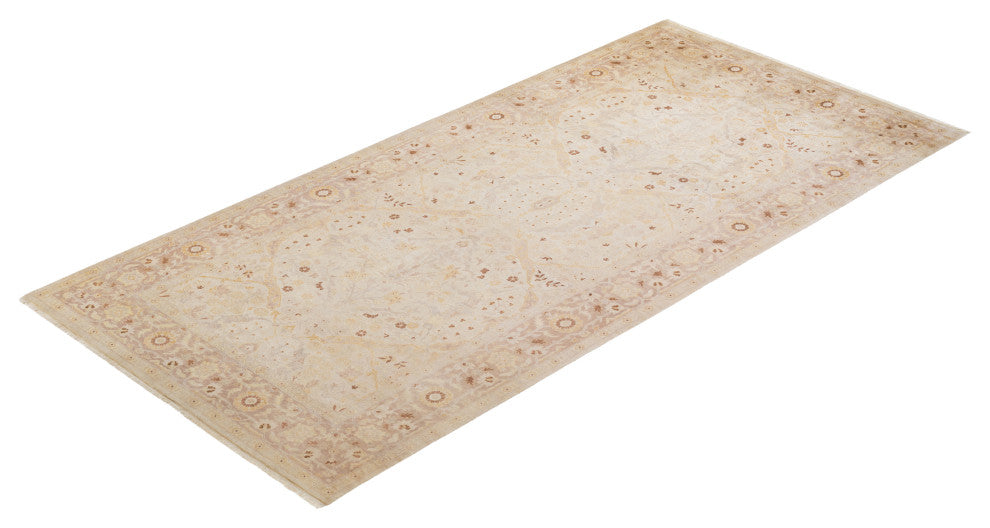 Eclectic, One-of-a-Kind Hand-Knotted Area Rug Ivory, 6'1"x12'5"