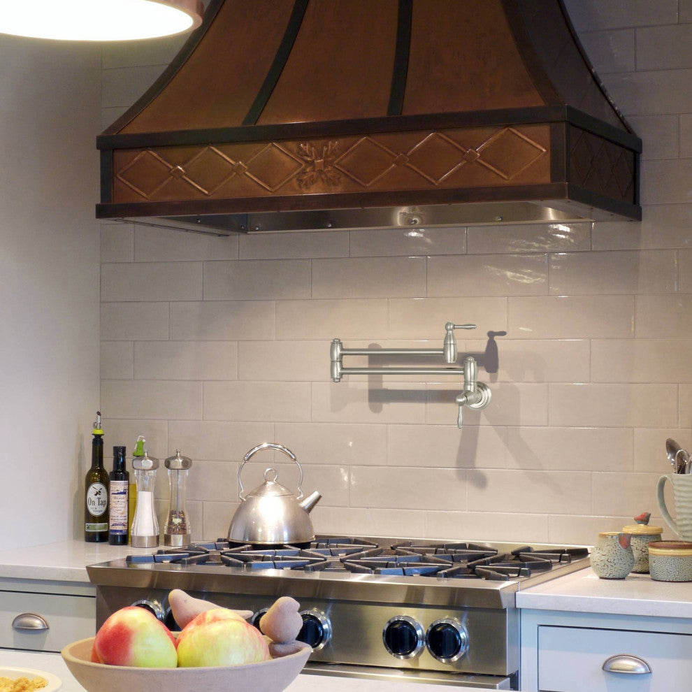 Copper Pot Filler Kitchen Faucet Wall-Mounted, Brushed Nickel
