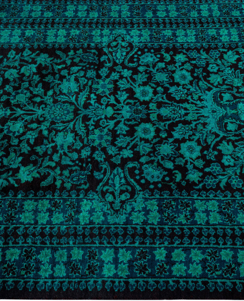 Overdyed One-of-a-Kind Hand-Knotted Area Rug Green, 3' 1" x 5' 2"