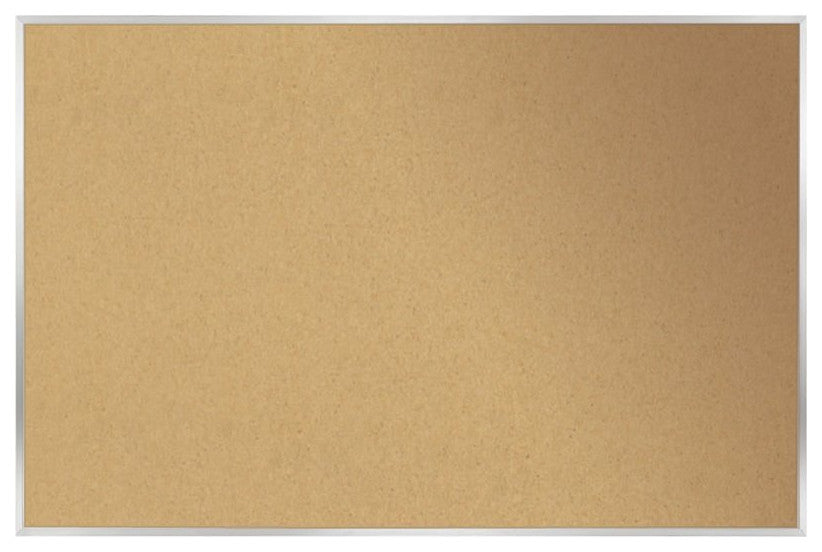 Ghent 48.5" x 72.5" Silver Aluminum Frame Natural Cork Bulletin Board