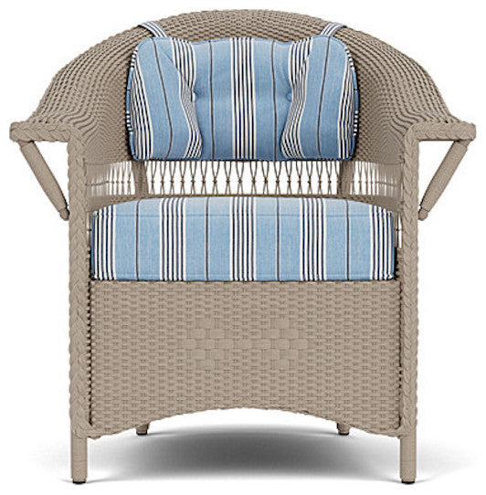 Lloyd Flanders Nantucket Dining Armchair, French Beige, Hansen Sky