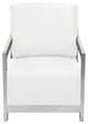 Stainless Steel Framed Leatherette Accent Chair with Sleek Armrest, White