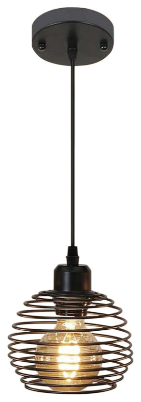 Industrial Hanging Ceiling Light Over Island Cage Black Pendant Light Fixture