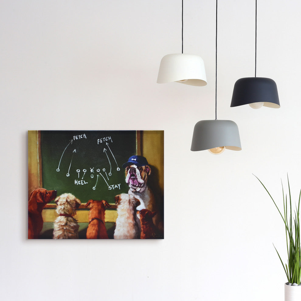 "Game Plan" Dog Wall Art, Graphic Art Print on Wrapped Canvas