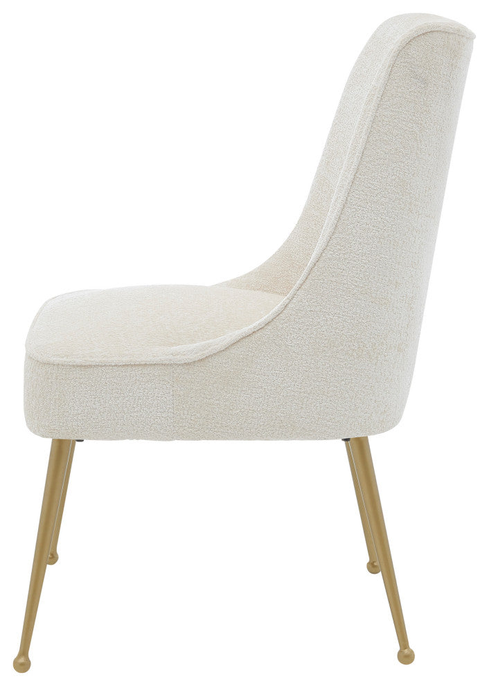 Cedric Fabric Dining Side Chair Gold Legs, Set of 2, Opus Cream