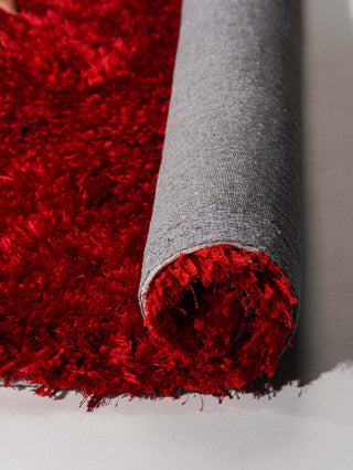 HAND TUFTED SHAG POLYESTER ECO-FRIENDLY AREA RUGS, Red Color, Solid Design