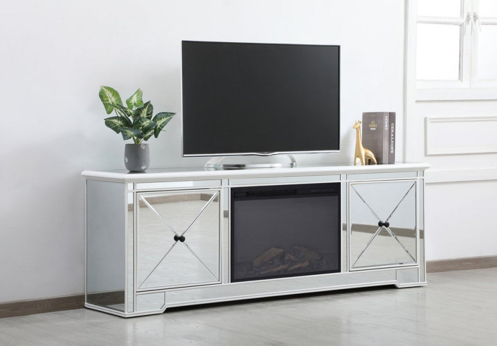 Elegant MF60172AW-F1 Modern 72" Mirrored Tv Stand