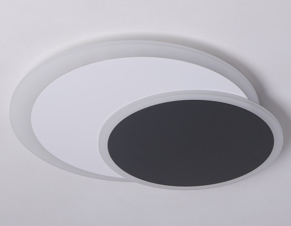 2-Light Unique LED Flush Mount Light Geometric Ceiling Light, Black/White