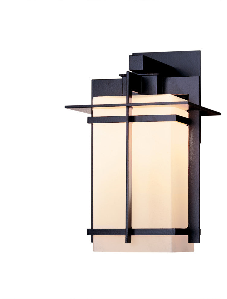 Tourou Downlight Large Outdoor Sconce, Coastal Black Finish, Opal Glass