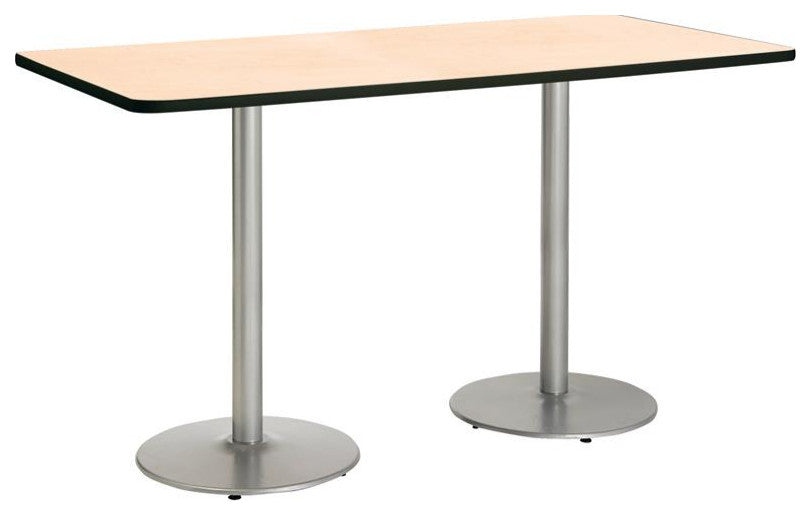KFI Mode 42" x 84" Conference Table Natural Round Silver Base Bistro Height