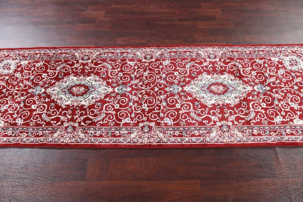 Red Floral Medallion Transitional Turkish Rug Oriental Carpet 3x8