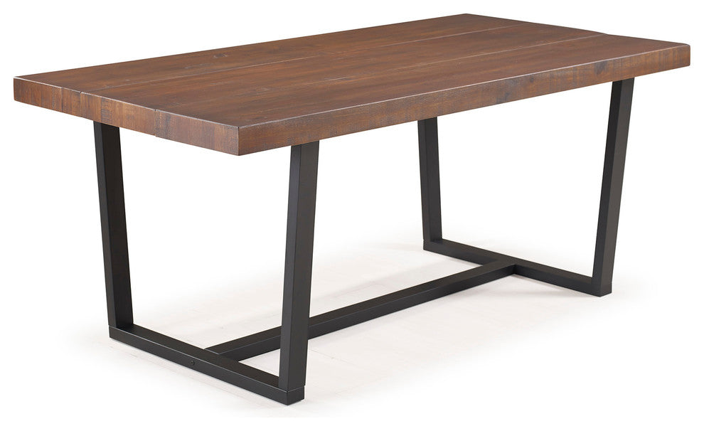 72" Rustic Farmhouse Distressed Solid Wood Dining Table, Mahogany