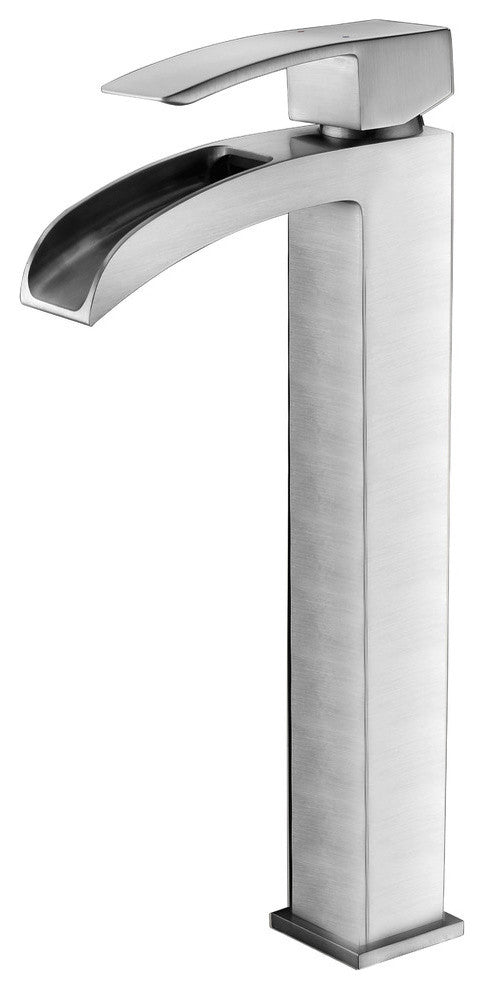 Maine 1-Piece Man Made Stone Sink, Matte White, Key Faucet, Brushed Nickel