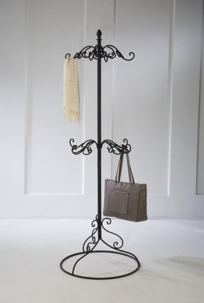 Black Metal 2-tier Coat or Purse Rack