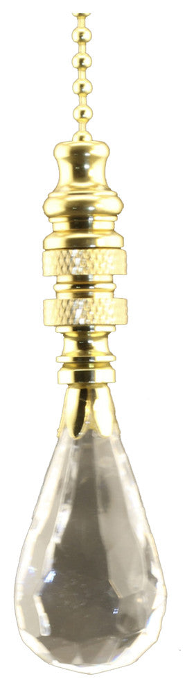 Acrylic Faceted Pendant Ceiling Fan Pull, 2.75"h with 12" Polished Brass Chain