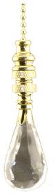 Acrylic Faceted Pendant Ceiling Fan Pull, 2.75"h with 12" Polished Brass Chain