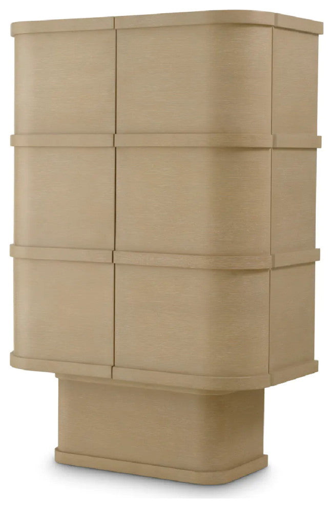 Oak Mirrored Bar Cabinet, Eichholtz Cabana