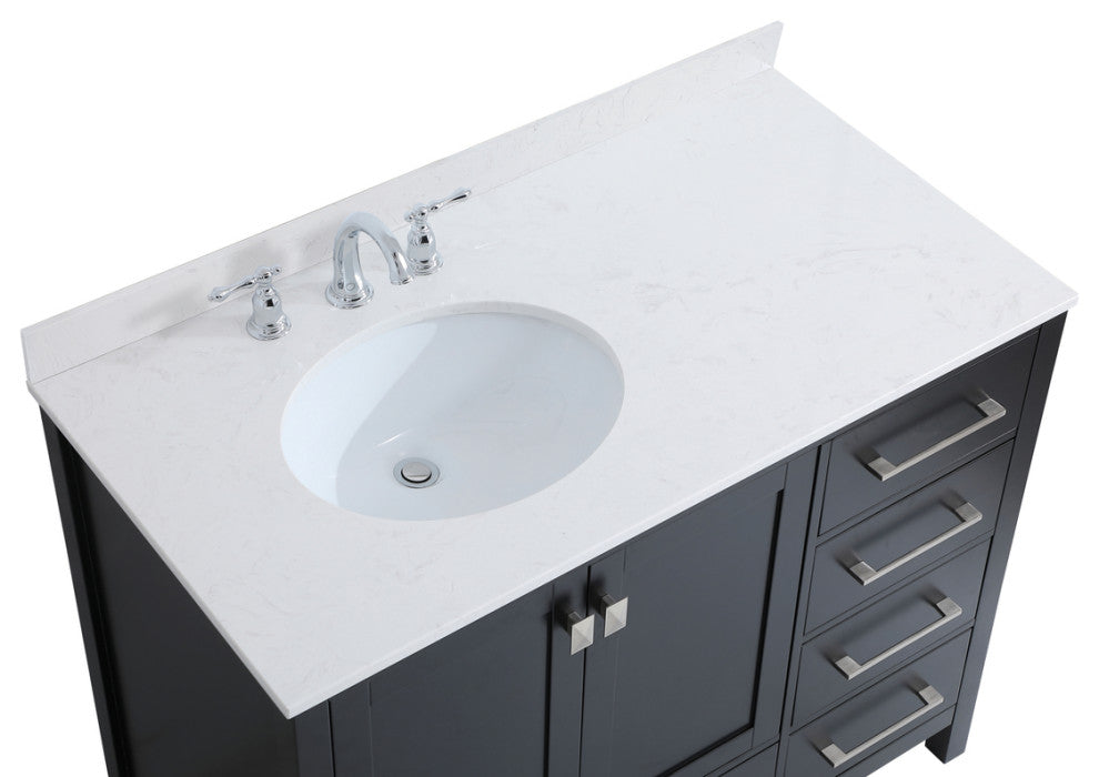 Iris 42" Single Bathroom Vanity, Black With Backsplash