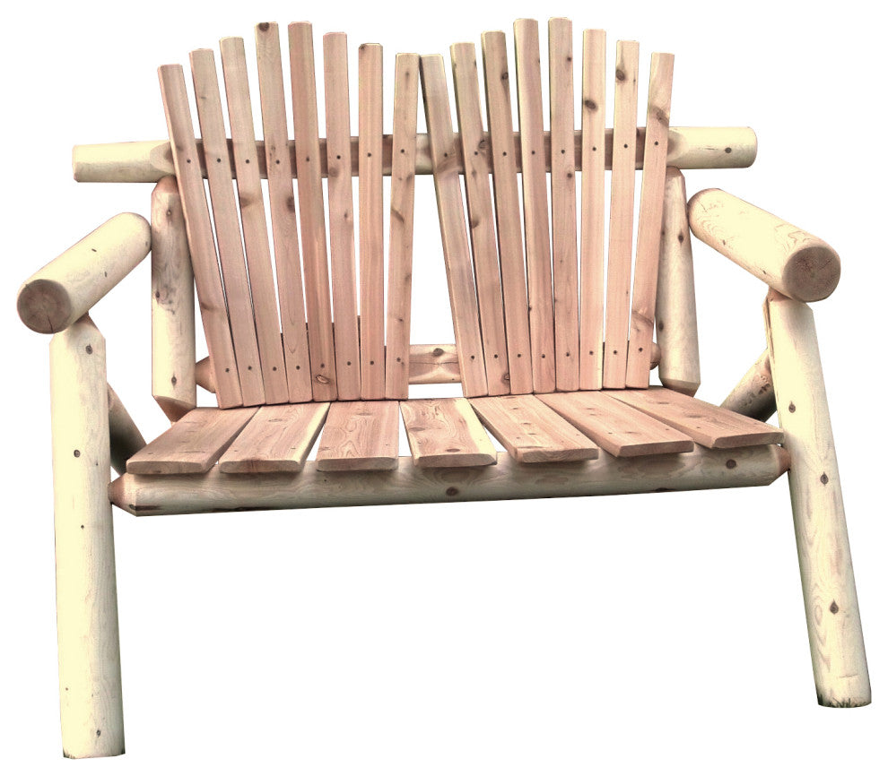 White Cedar Log Outdoor Adirondack Loveseat