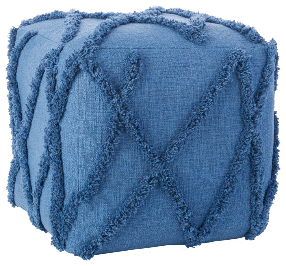 Mina Victory SH018 Pouf, Blue, 16X16X16