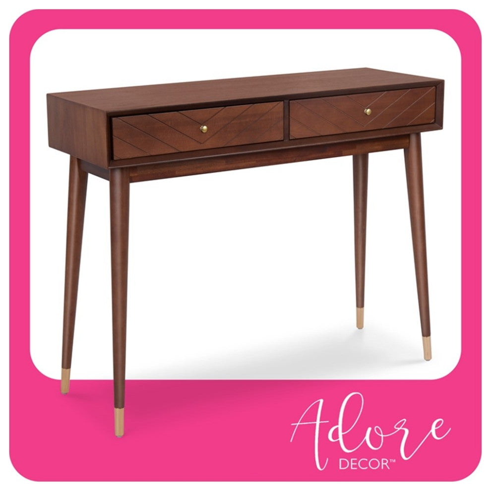 Adore Decor Sutton Mid-Century Modern Console Table Walnut Brown