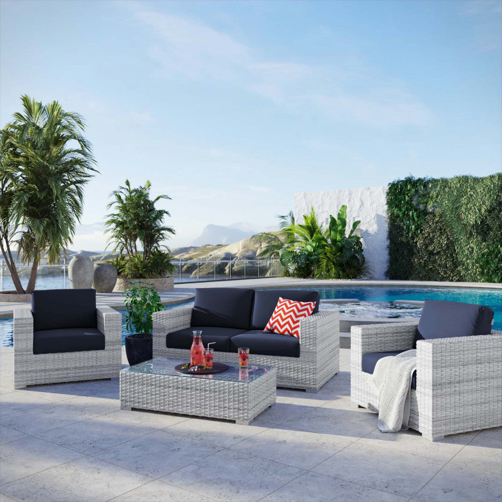 Convene 4-Piece Outdoor Patio Set - Light Gray Navy