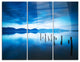 "Blue Lake With Wooden Pier" Photo Metal Wall Art, 3 Panels, 36"x28"