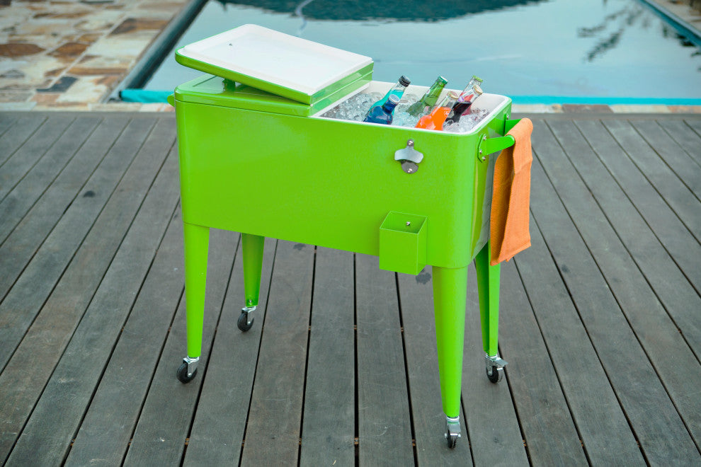 Permasteel 80 Quart Portable Rolling Patio Cooler, Lime