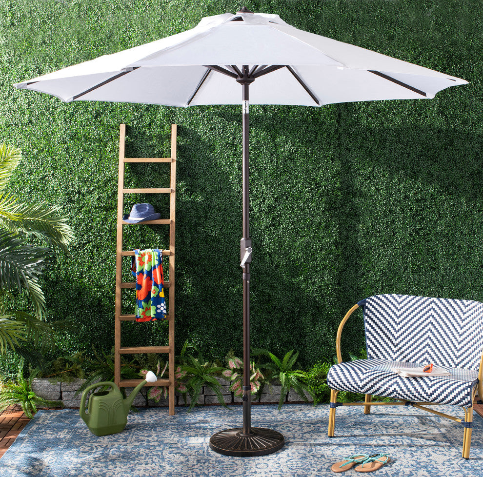 Safavieh Ortega 9'' Auto Tilt Crank Umbrella, White