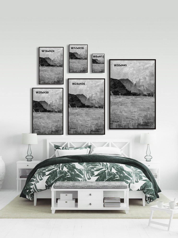 "Peak and Valleys" Floater Framed Painting Print on Canvas, 24x36