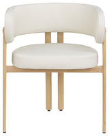 Gideon Black Faux Leather Dining Chair (Set of 2), Cream, Natural Finish