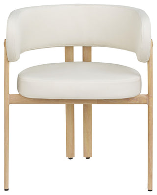 Gideon Black Faux Leather Dining Chair (Set of 2), Cream, Natural Finish