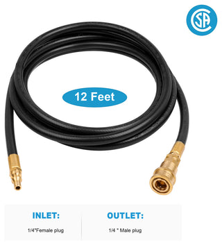12 FT 1/4-inch Low Pressure Propane Quick-Connect Hose 250PSI Max