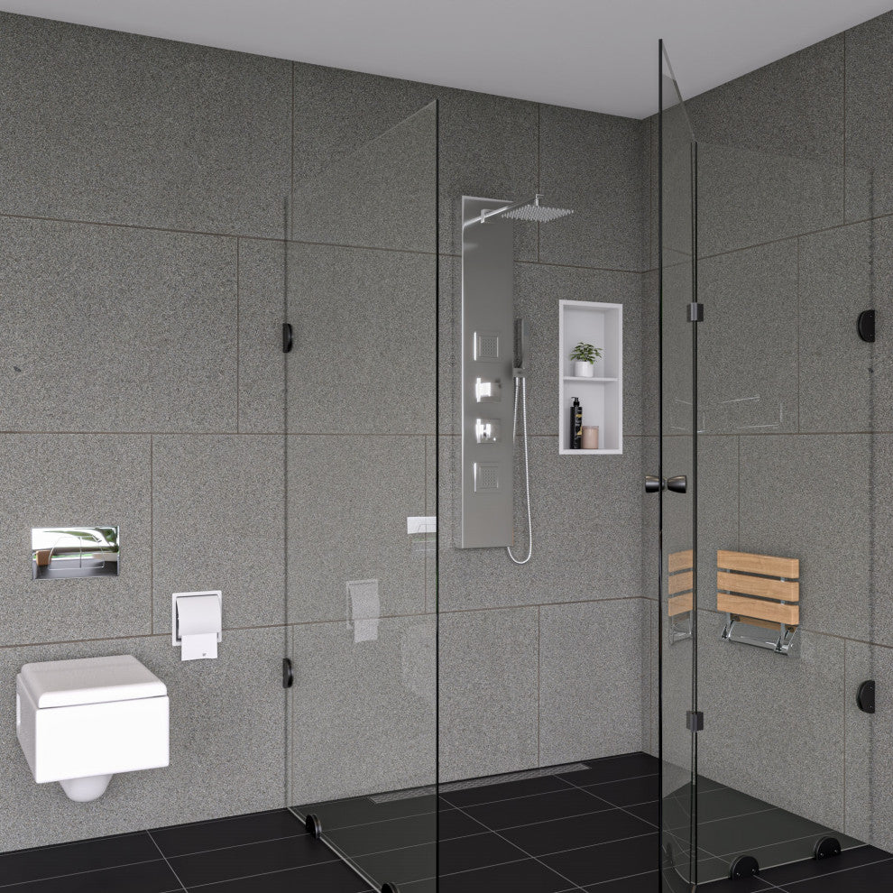 ALFI brand ABSP60W White Aluminum Shower Panel w/ 2 Body Sprays Rain Shower Hea
