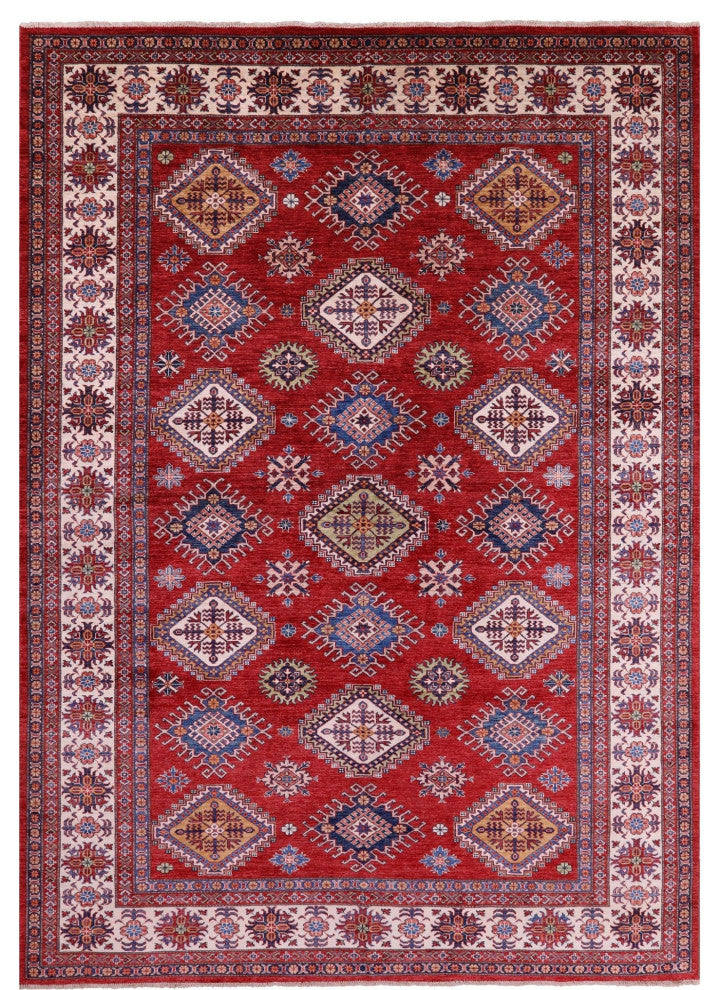 Super Kazak Geometric Hand Knotted Wool Rug 8' 8" X 12' 2" Q9526
