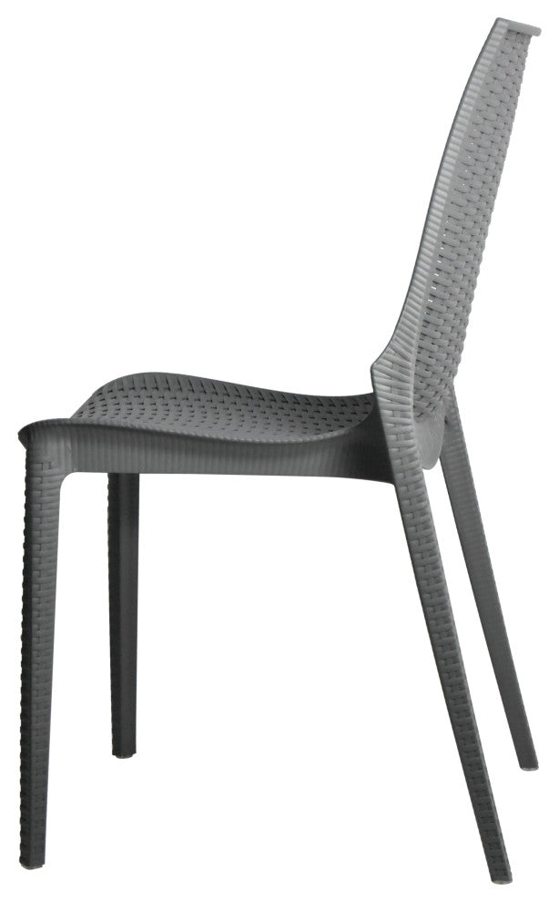 LeisureMod Kent Weave Design 5-Piece Outdoor Patio Dining Set, White/Grey