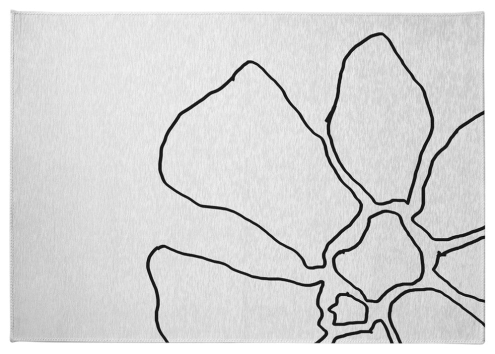 Petal Lines Spring Chenille Rug, Black/White, 5'x7'