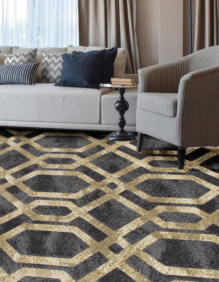 Bastille Fretwork Light Yellow 10'11"x15'Area Rug
