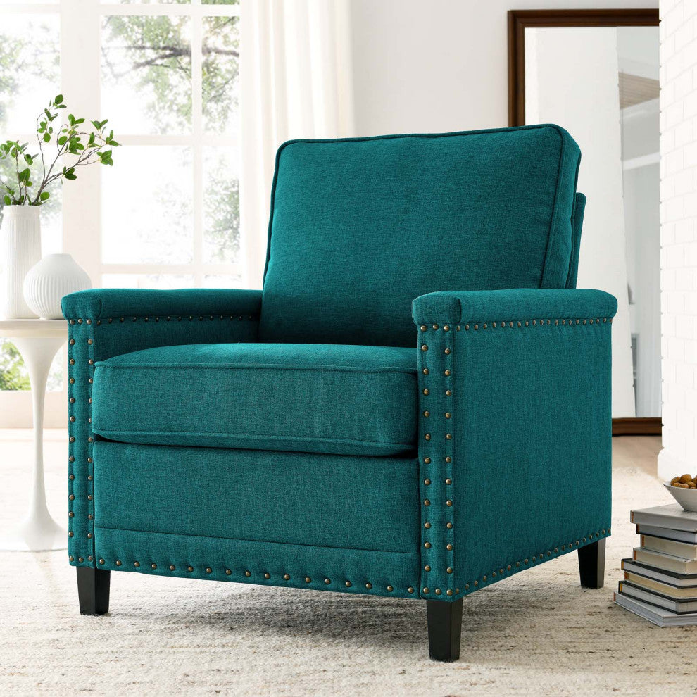 Armchair Accent Chair, Fabric, Teal Blue, Modern, Living Lounge Hospitality