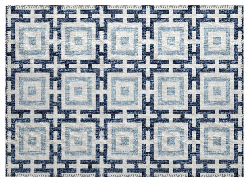 Indoor/Outdoor Marlo MO1 Navy Machine Washable 1'8" x 2'6" Rug
