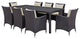 9 Piece Outdoor Dining Set, Faux Wicker Rattan, Beige