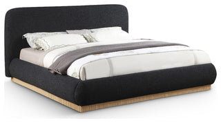 Rigby Boucle Fabric Upholstered Bed, Black, King, Natural