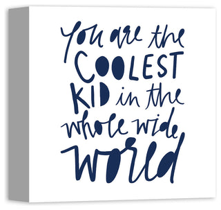 Coolest Kid Blue Text 12x12 Canvas Wall Art