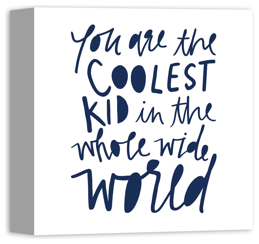 Coolest Kid Blue Text 12x12 Canvas Wall Art