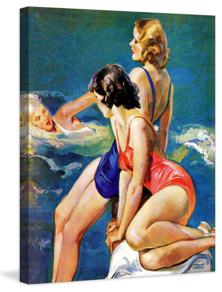 "At the Pool" Painting Print on Canvas by John LaGatta