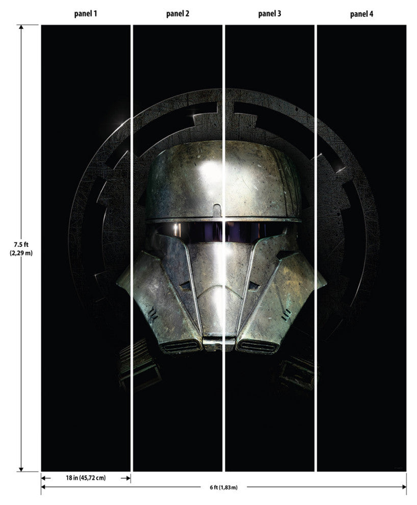 Grey Star Wars Mandalorian Helmet Peel & Stick Wallpaper Mural