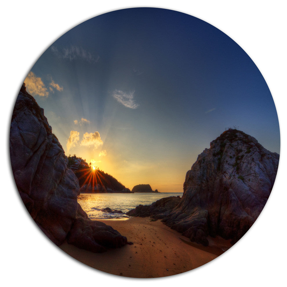 Hills In Beautiful Mountain Beach, Landscape Disc Metal Wall Art, 36"