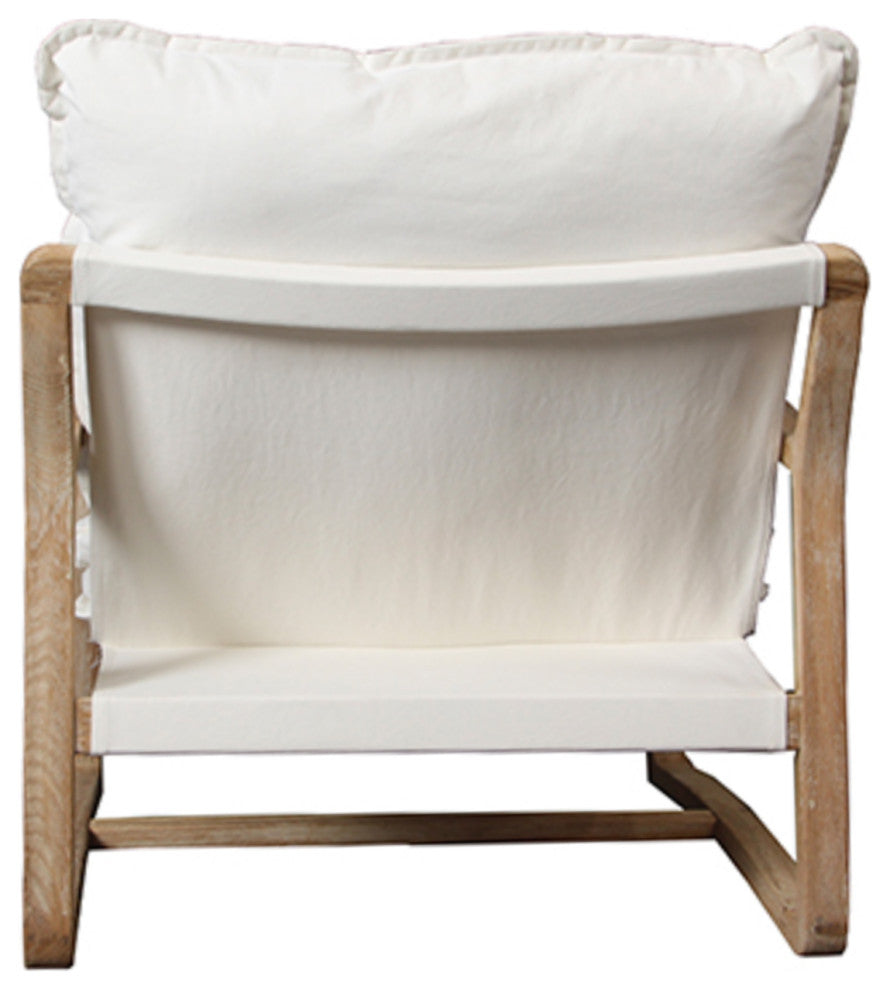 Oak Frame & White Cotton Chair