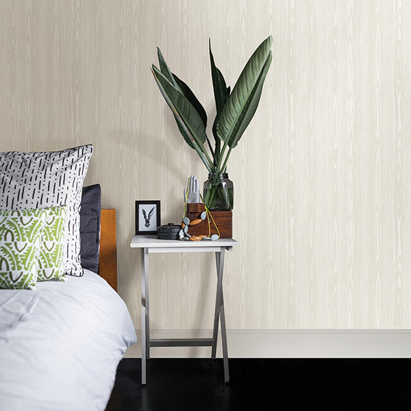 Modern Monochromatic Wood Pattern Wallpaper, Beige, Bolt
